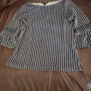 Banana Republic Navy and White Striped Blouse